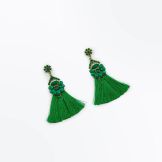 green-gem-embellished-tassel-earrings